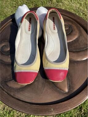 Vintage Prada Sport Y2K Colorblock  Women's  Flats Red/Cream Size 9  "Archival"